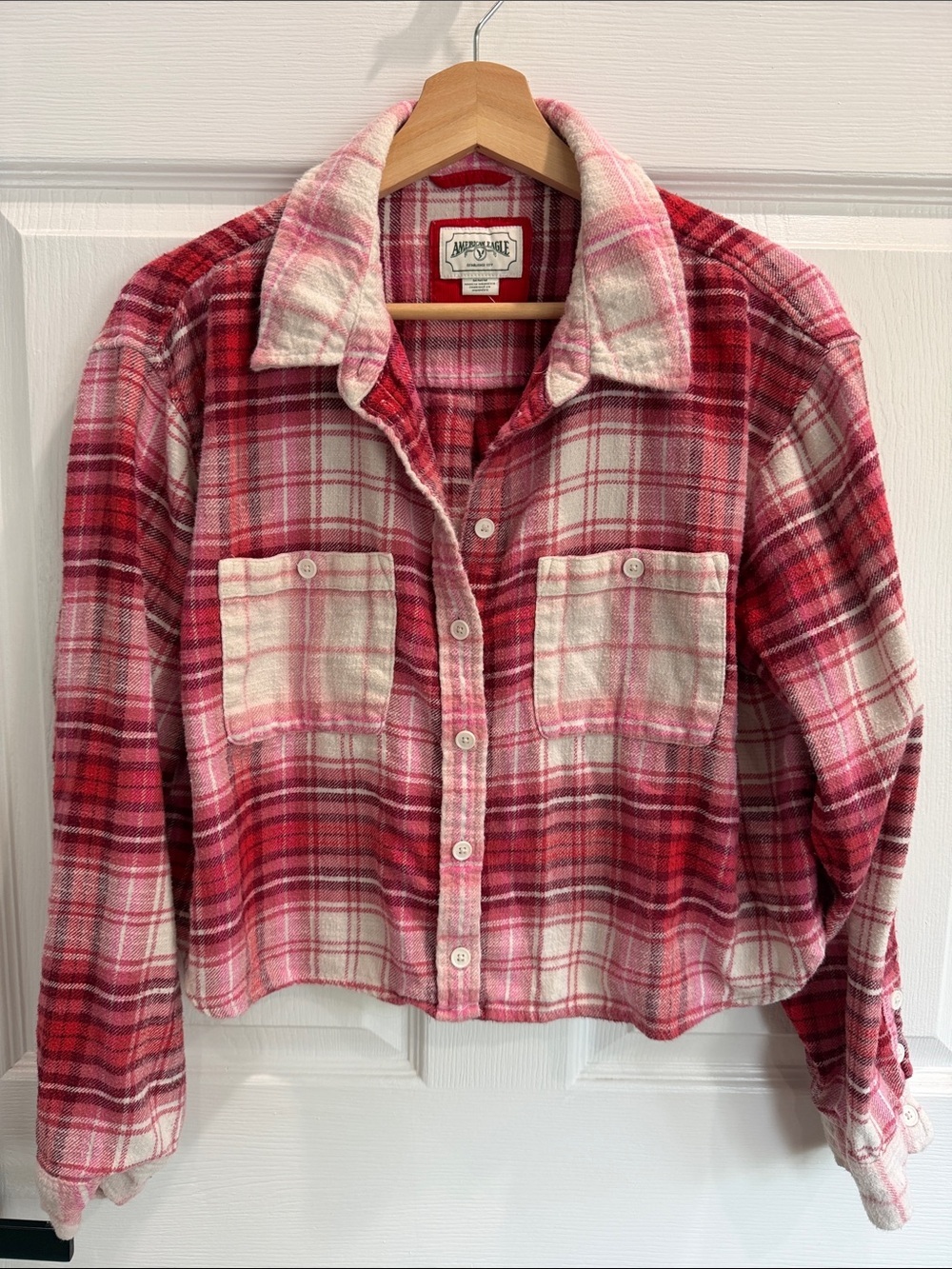 Abercrombie & Fitch Pink and Red Plaid Button-Down Shirt